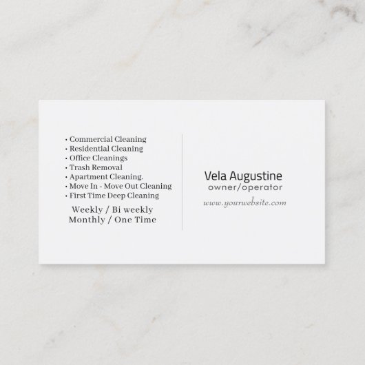 Modern House Cleaning Maid Service Housekeeping 名刺 (裏面)