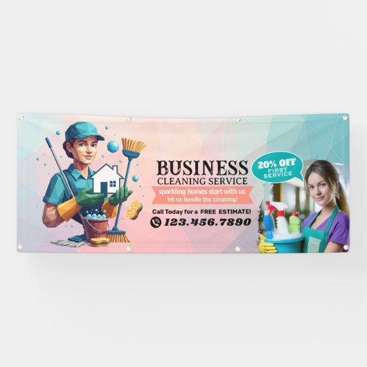 Modern House Cleaning Maid Service Housekeeping 横断幕 (横)