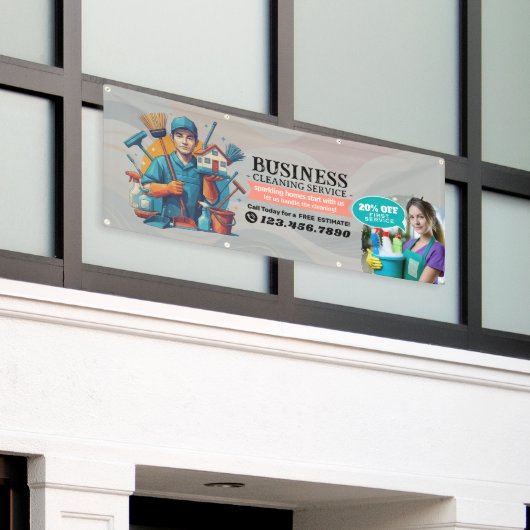 Modern House Cleaning Maid Service Housekeeping 横断幕 (ビルの外側)