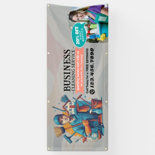 Modern House Cleaning Maid Service Housekeeping 横断幕 (縦)