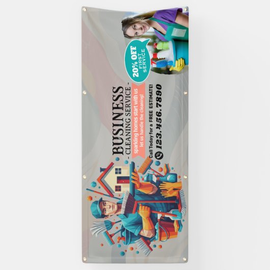 Modern House Cleaning Maid Service Housekeeping 横断幕 (縦)