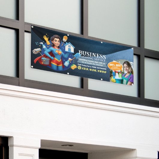 Modern House Cleaning Maid Service Housekeeping 横断幕 (ビルの外側)