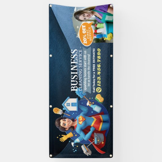 Modern House Cleaning Maid Service Housekeeping 横断幕 (縦)