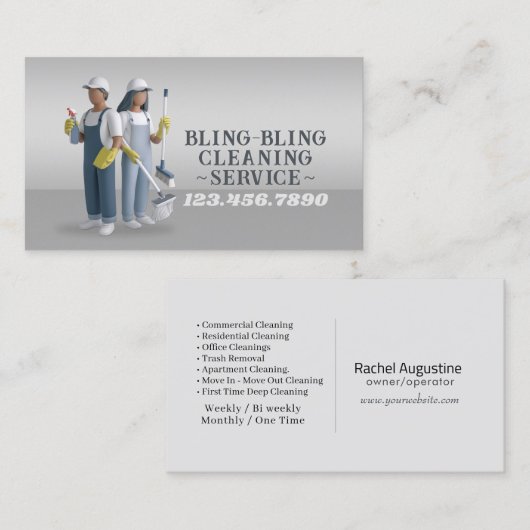 Modern House Cleaning Maid Service Housekeeping Bu 名刺 (正面/裏面)