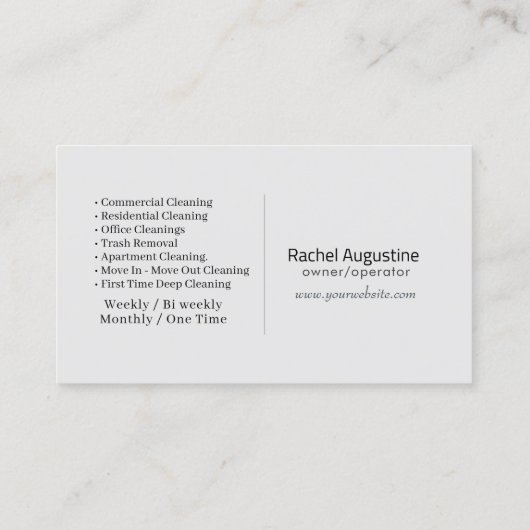 Modern House Cleaning Maid Service Housekeeping Bu 名刺 (裏面)