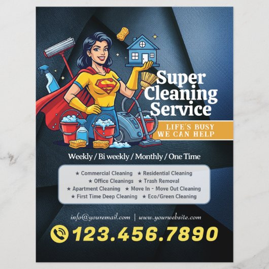 Modern House Cleaning Maid Service Housekeeping Fl チラシ (正面)