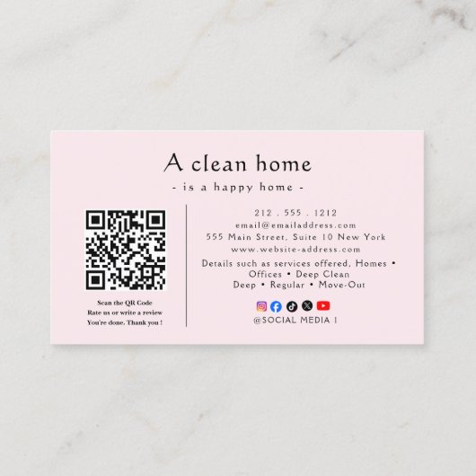 Modern House Cleaning Service 名刺 (裏面)