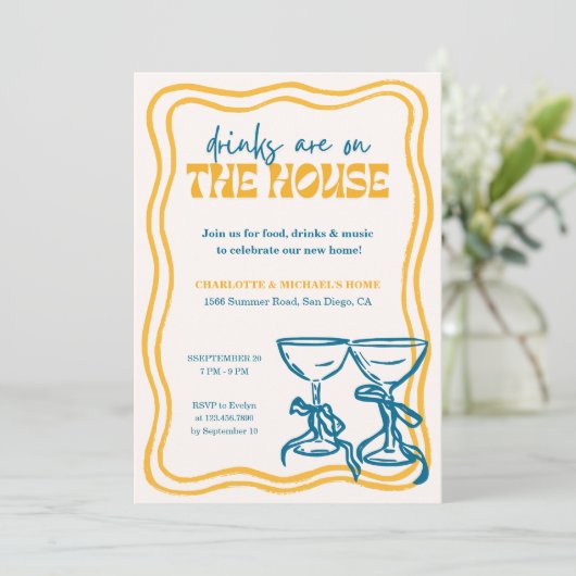 Modern Housewarming Party Drinks Are On the House 招待状 (スタンド正面)