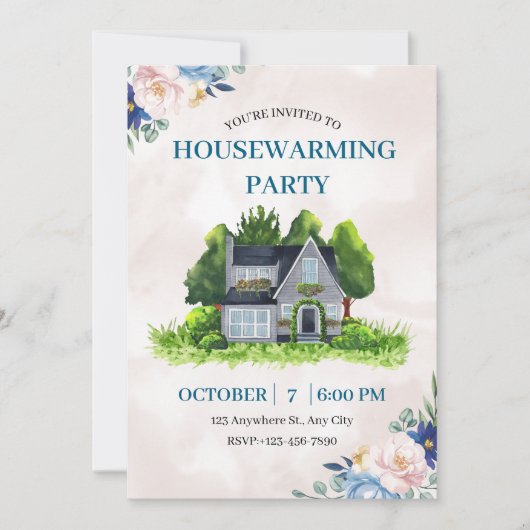 Modern Housewarming Party Invitation 招待状 (正面)