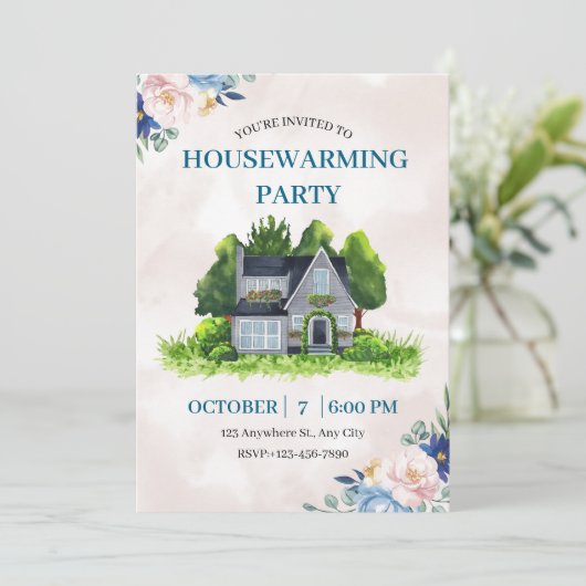 Modern Housewarming Party Invitation 招待状 (スタンド正面)