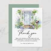 Modern Housewarming Party Simple Watercolor サンキューカード (正面/裏面)