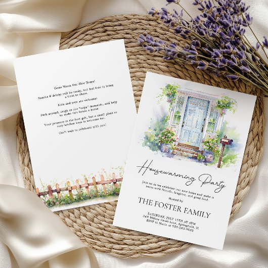 Modern Housewarming Party Simple Watercolor 招待状