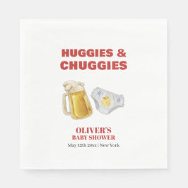 Modern Huggies Chuggies Beer Diaper Baby Shower スタンダードランチョンナプキン