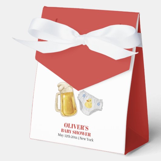 Modern Huggies Chuggies Beer Diaper Baby Shower フェイバーボックス (正面)