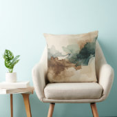 Modern Hunter Green Brown Sage Beige Abstract クッション (椅子)