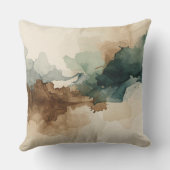 Modern Hunter Green Brown Sage Beige Abstract クッション (裏面)