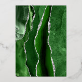 Modern Hunter Green Silver Agate Purple Wedding 箔招待状 (裏面)