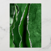 Modern Hunter Green Silver Agate Wedding 箔招待状 (裏面)