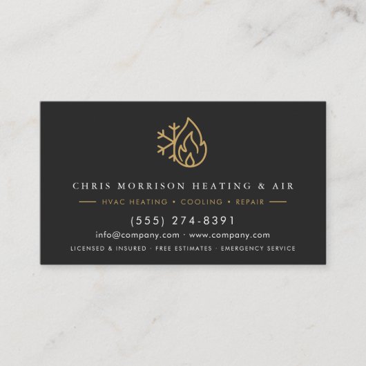 Modern HVAC Services Company Black Gold  名刺 (正面)