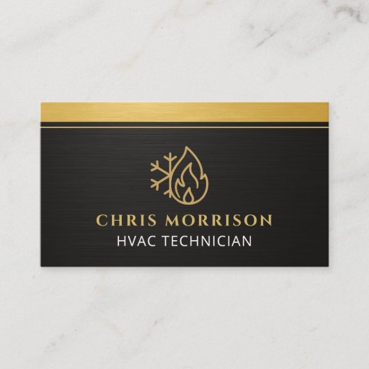 Modern HVAC Technician Black Gold 名刺 (正面)