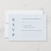 Modern Ice Blue & Charcoal Warped Grid 出欠カード (正面)