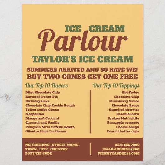 Modern Ice Cream Parlour Advertising チラシ (正面)