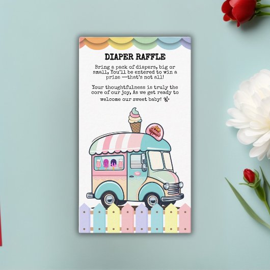 Modern Ice Cream Truck Sprinkles Baby Shower エンクロージャーカード