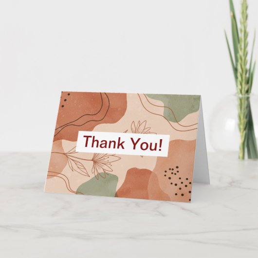 Modern Iconic Botanical Thank You Card | Boho Flor サンキューカード (正面)
