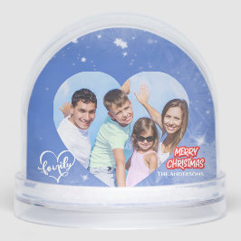 Modern Icy Blue Christmas Family Photo Name 