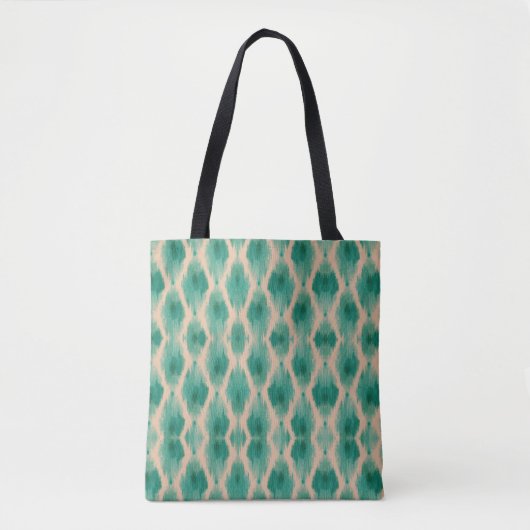 Modern Ikat Boho Tote Bag | Teal & Clay Textured トートバッグ (正面)
