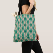 Modern Ikat Boho Tote Bag | Teal & Clay Textured トートバッグ (クローズアップ)