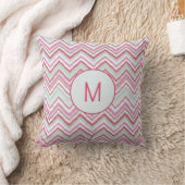 Modern Ikat Chevron Stripe Monogram Initial クッション (ブランケット)