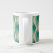 Modern Ikat Pattern Mug | Teal & Clay Boho Design ジャンボコーヒーマグカップ (裏面)
