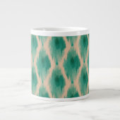 Modern Ikat Pattern Mug | Teal & Clay Boho Design ジャンボコーヒーマグカップ (正面)