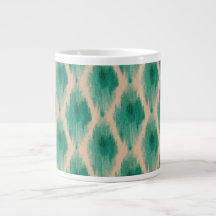 Modern Ikat Pattern Mug | Teal & Clay Boho Design