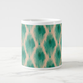 Modern Ikat Pattern Mug | Teal & Clay Boho Design ジャンボコーヒーマグカップ