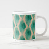 Modern Ikat Pattern Mug | Teal & Clay Boho Design ジャンボコーヒーマグカップ (右)