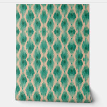 Modern Ikat Teal & Beige Wallpaper | Organic Boho