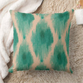 Modern Ikat Teal & Clay Throw Pillow | Boho-Lux クッション (ブランケット)