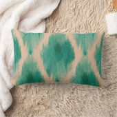 Modern Ikat Teal Lumbar Pillow | Textured Boho ランバークッション (ブランケット)