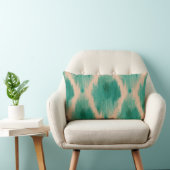 Modern Ikat Teal Lumbar Pillow | Textured Boho ランバークッション (椅子)