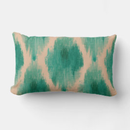 Modern Ikat Teal Lumbar Pillow | Textured Boho ランバークッション