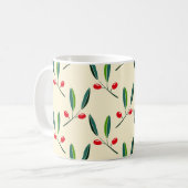 Modern Illustrated Red Berries Pattern コーヒーマグカップ (正面左)