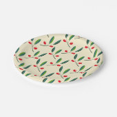 Modern Illustrated Red Berries Pattern ペーパープレート (アングル)