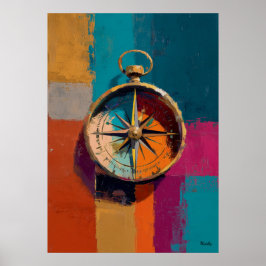 Modern Impressionist Compass Painting Direction ポスター