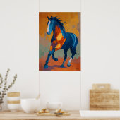 Modern Impressionist Horse Painting Colorful ポスター (キッチン)