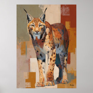Modern Impressionist Lynx Painting Elegant ポスター