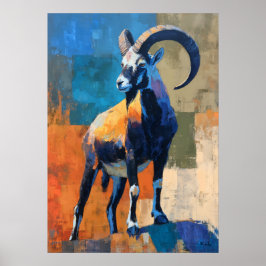 Modern Impressionist Ram Painting Bold Wildlife ポスター