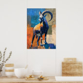 Modern Impressionist Ram Painting Bold Wildlife ポスター (キッチン)