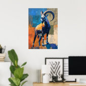 Modern Impressionist Ram Painting Bold Wildlife ポスター (ホームオフィス)
